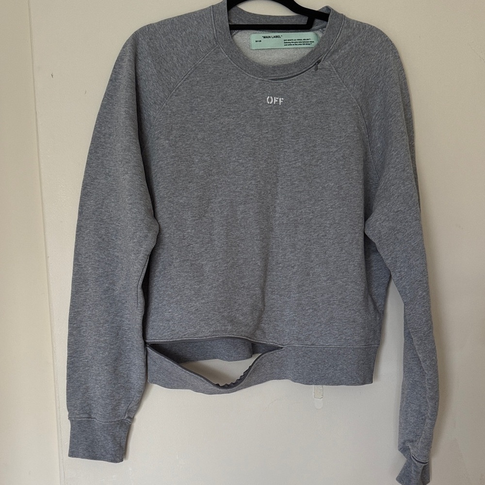 Off-White gray zip crew neck